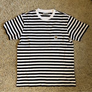 Carhartt Work in Progress Men's Black and White Striped Shirt